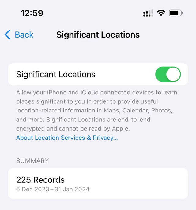 Tắt tính năng Significant Locations trên iPhone